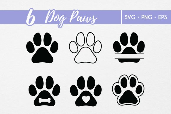 6 Dog Paws SVG Bundle for Cutting