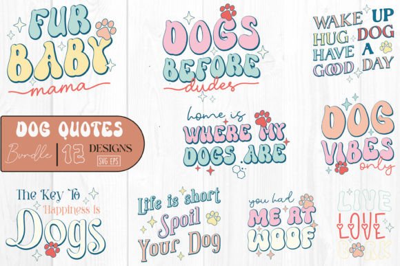 Retro Dog Quotes SVG Bundle – 12 Designs