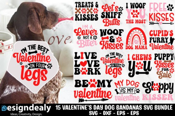 Valentine s Day Dog Bandanas SVG Bundle